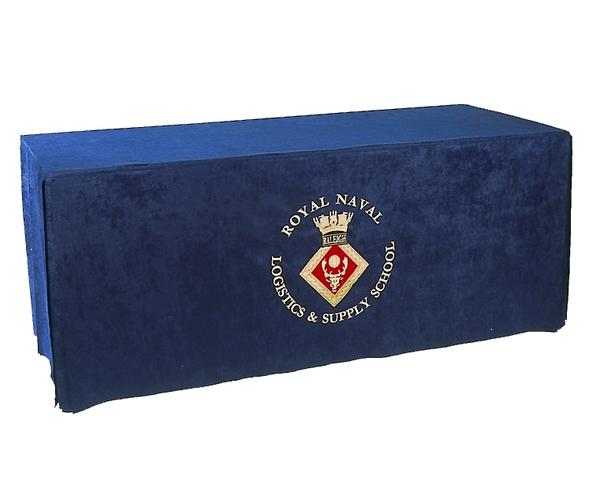 Conference cloth fitted drop cover with embroidered logo