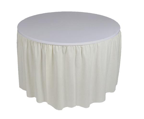 Simple Fit table skirting with a cream table skirt