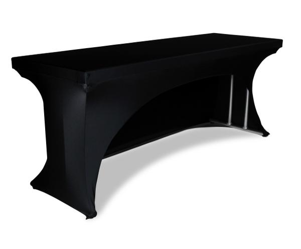 Stretch table cover with cutout back